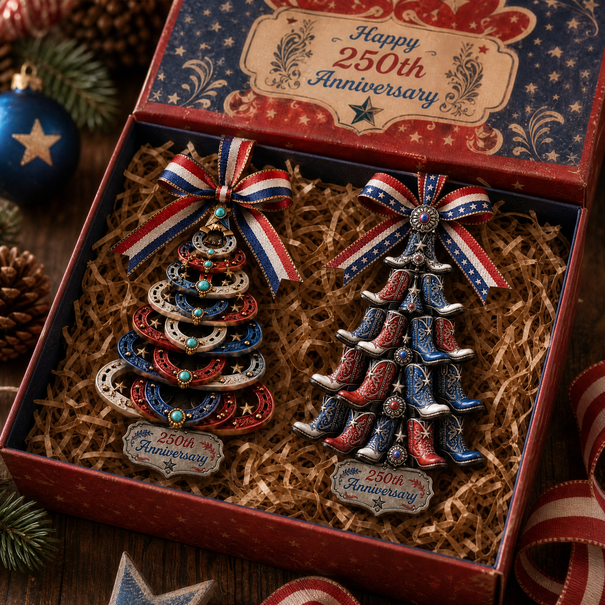 Patriotic 250th Anniversary ornament set