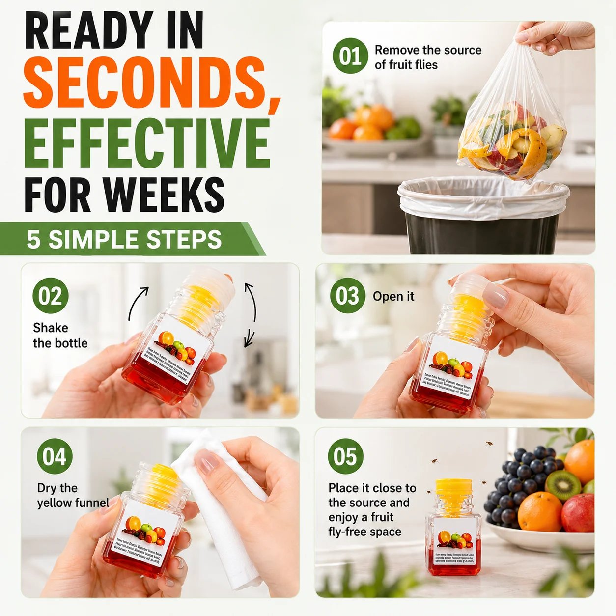 LAST DAY BUY 2 GET 1 FREE🔥Ultra-Strong Fruit Fly Trap - User Friendly (Up to 3 Weeks per Bottle)
