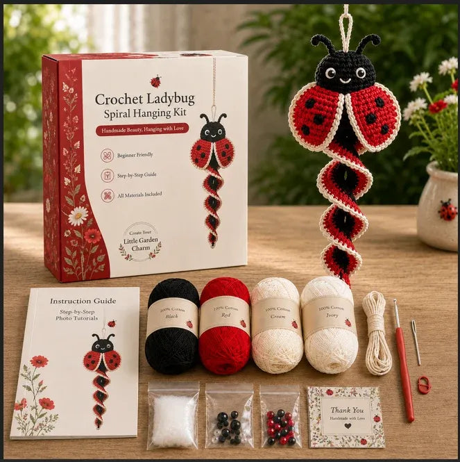 🔥LAST DAY 50% OFF - 🎁Crochet Spiral Hanging Kit – Beginner-Friendly DIY Garden Animal Decor 🧶🌿