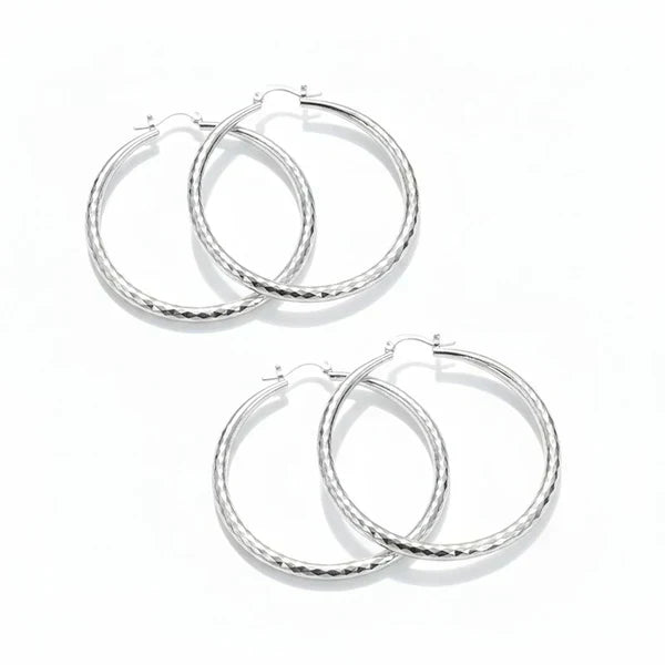 🎉BUY 1 GET 1 FREE🎁Diamond-Cut Hoop Earrings for Women – Elegant, Sparkling 💎