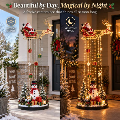 🎅 Santa’s Magical Sleigh Light Cascade™ – Lighted Christmas Decor