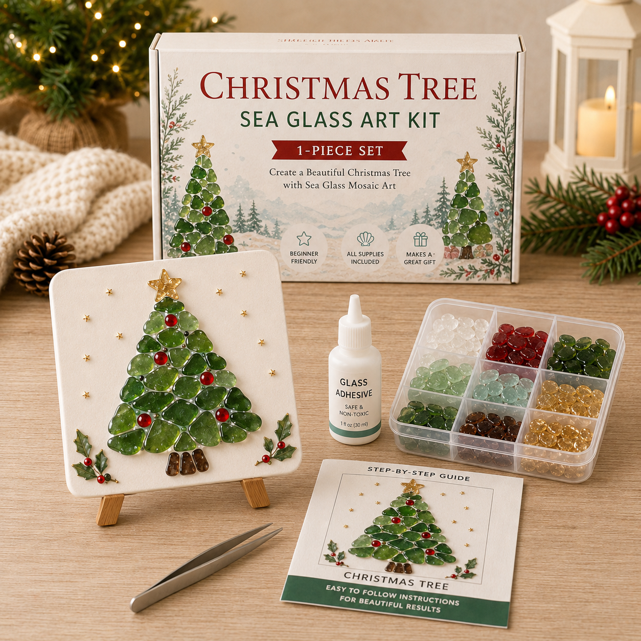 🎄 Christmas Sea Glass Art Kit