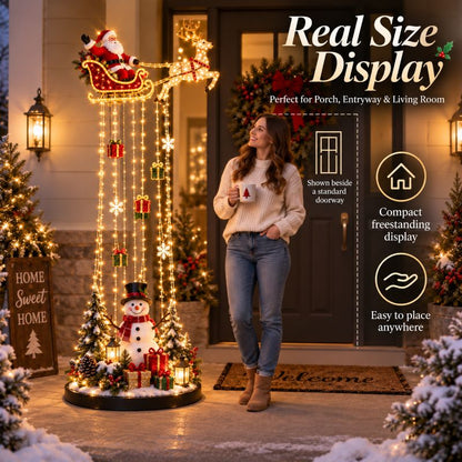 🎅 Santa’s Magical Sleigh Light Cascade™ – Lighted Christmas Decor