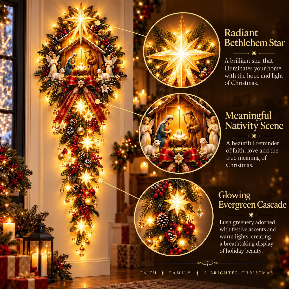 ✝️ Bethlehem Light of Hope™ – Lighted Nativity Wall Decor