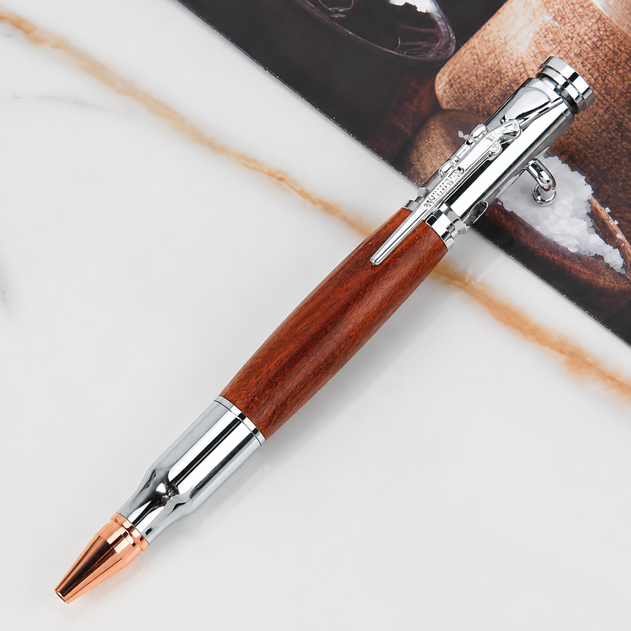 🖊100% Handmade Bolt Action Wooden Bullet Pen| Crafted From Real Wood & Bullet Casing