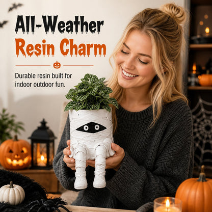🔥LAST DAY 50% OFF - 💀🎃Halloween Whimsical Hanging Leg Planter Hand-Painted Resin Succulent Pot💐