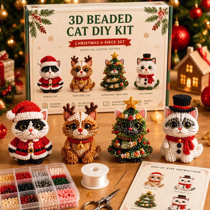 🎄DIY 3D Christmas Beaded Ornament Kit | Complete 4-Piece Set with Glass Beads, All Tools & Step-by-Step Guide Included 💕