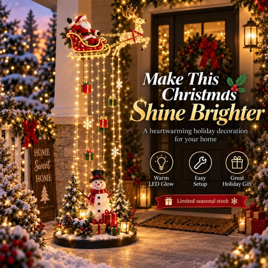 🎅 Santa’s Magical Sleigh Light Cascade™ – Lighted Christmas Decor