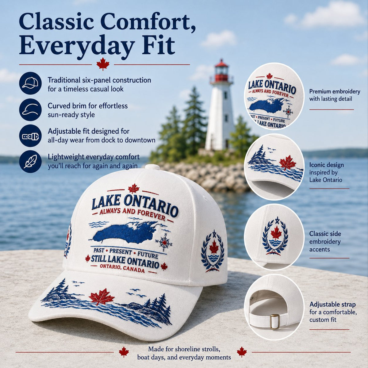 🔥LAST DAY 50% OFF - 🍁Lake Ontario · Always and Forever — The Cap That Carries Your Lake Story (🧢100% Cotton)