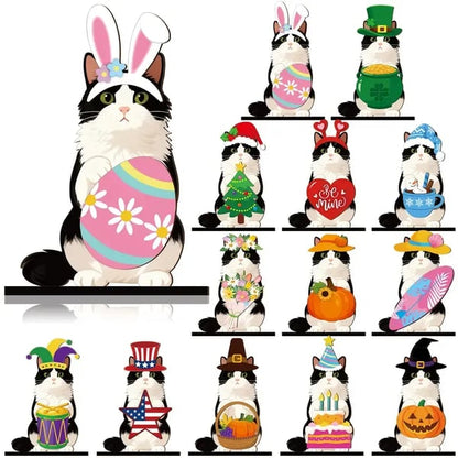 🐾 Interchangeable Seasonal Animal Wooden Decor Set