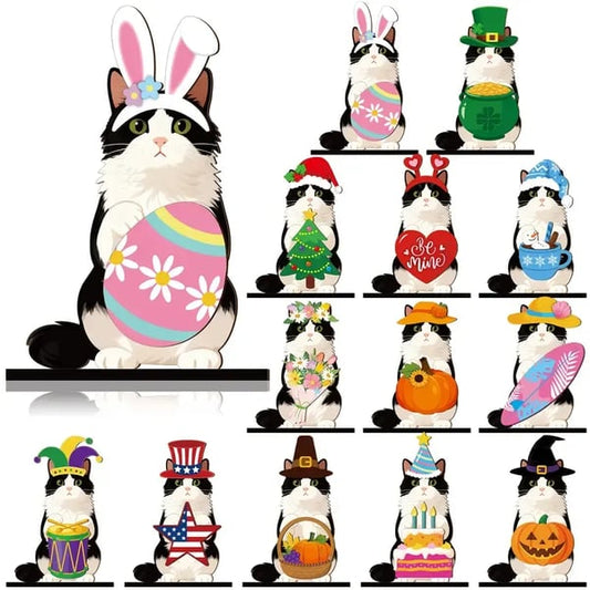 🐾 Interchangeable Seasonal Animal Wooden Decor Set