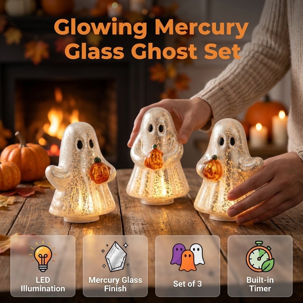 ⚡Light-Up Mercury Glass Ghost Figurines