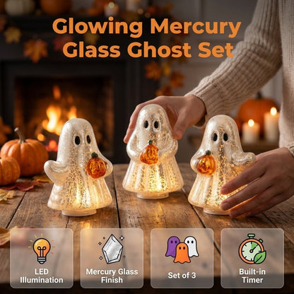 ⚡Light-Up Mercury Glass Ghost Figurines