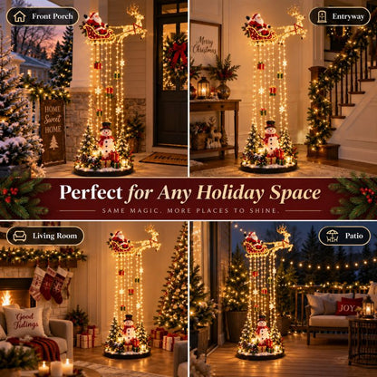 🎅 Santa’s Magical Sleigh Light Cascade™ – Lighted Christmas Decor