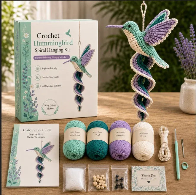 🔥LAST DAY 50% OFF - 🎁Crochet Spiral Hanging Kit – Beginner-Friendly DIY Garden Animal Decor 🧶🌿