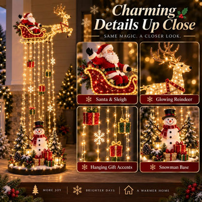 🎅 Santa’s Magical Sleigh Light Cascade™ – Lighted Christmas Decor