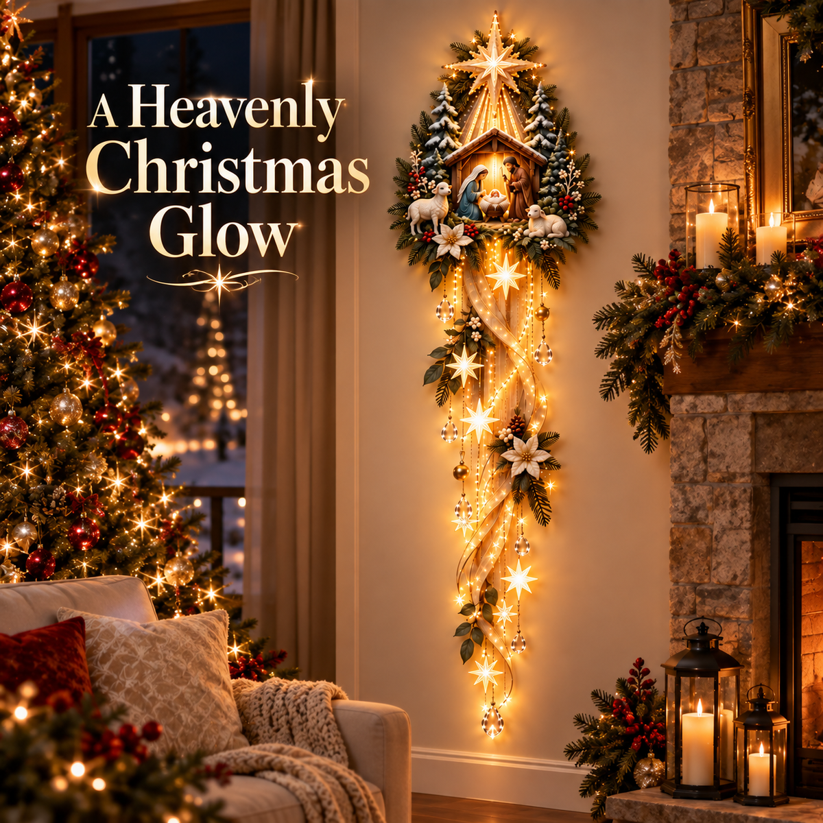 🔥Hot Sale 50% OFF -🌟 Nativity Starfall Wall Light – A Meaningful Christmas Glow