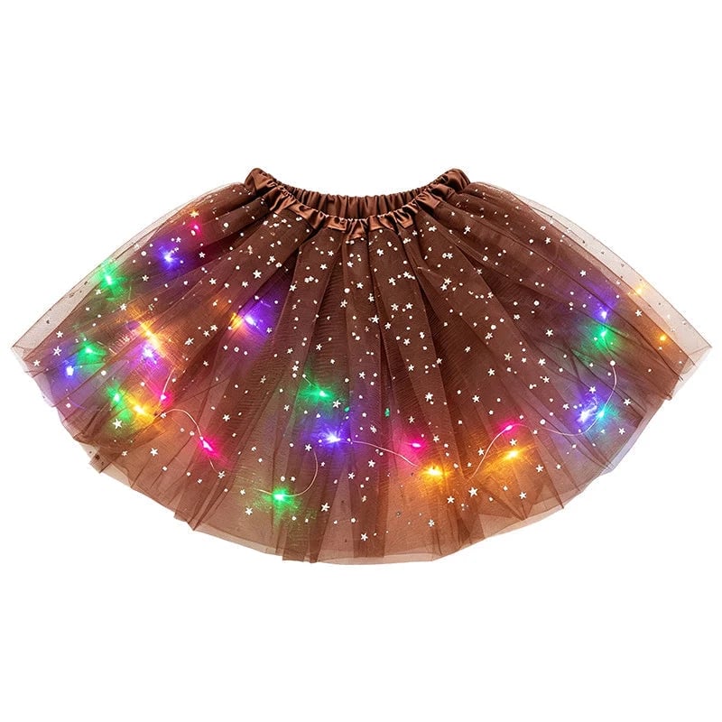 🏆 Last Day 50%OFF!🎁LED Light Up Sequin Tutu Skirt Star Mesh Princess Skirt for Girls and Adults