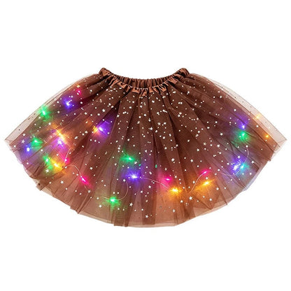 🏆 Last Day 50%OFF!🎁LED Light Up Sequin Tutu Skirt Star Mesh Princess Skirt for Girls and Adults