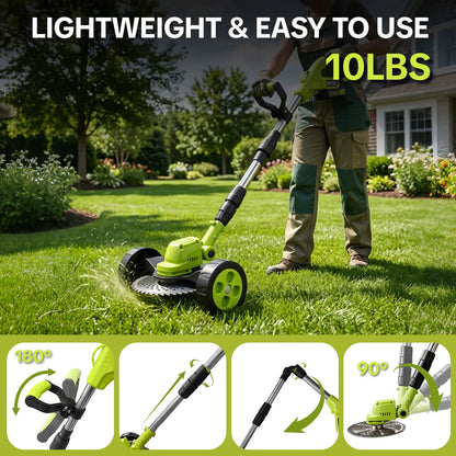 🍃3-in-1 Cordless Lawn Mower with Dual 21V Batteries – Lightweight Grass Trimmer & Edger for Effortless Yard Care