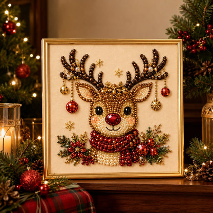 🧘Relaxing & Beginner-Friendly - 🎨💎DIY Christmas Pearl Diamond Painting Art Kit With Frame