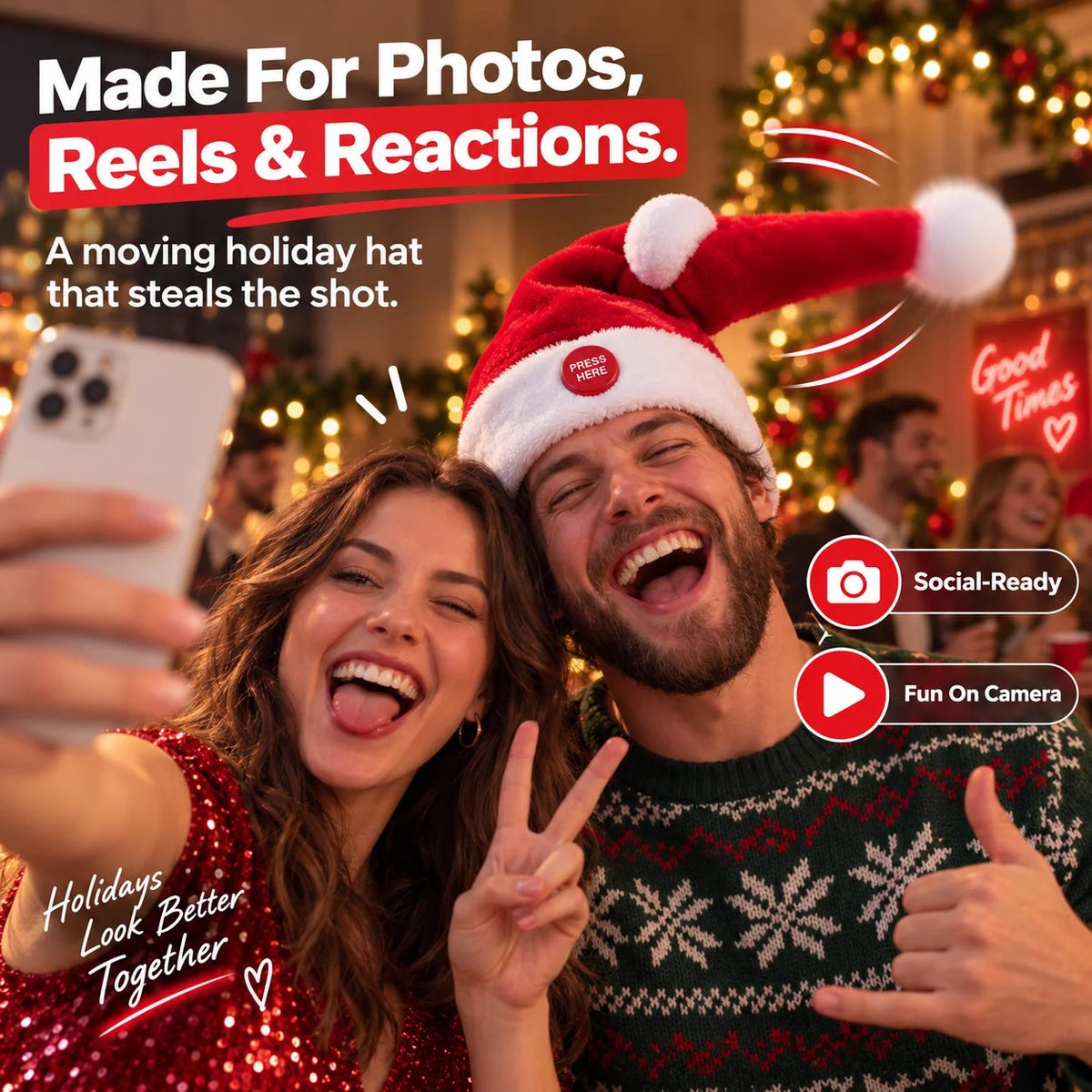 🎅 🤣 Singing & Dancing Santa Hat — Animated Christmas Party Hat