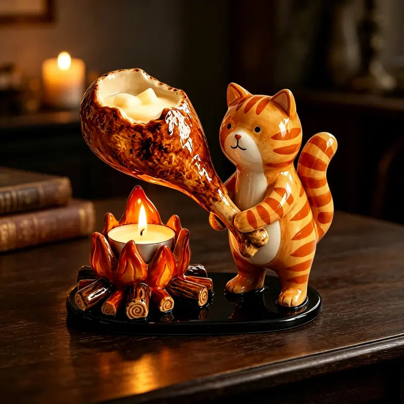 Animal bonfire resin tea wax stand - Cartoon-shaped barbecue small animal design - Atmosphere-scented scented candle base