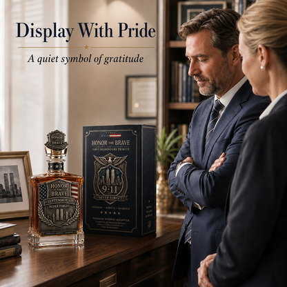 Honor the Brave Relief Decanter & Emblem – Hero Commemorative Ornament for Home Bar Display