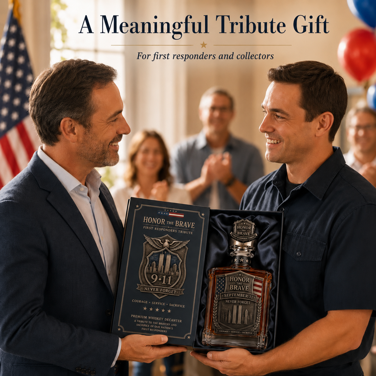 Honor the Brave Relief Decanter & Emblem – Hero Commemorative Ornament for Home Bar Display