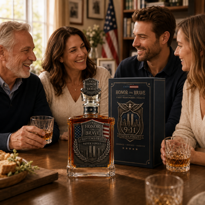 Honor the Brave Relief Decanter & Emblem – Hero Commemorative Ornament for Home Bar Display