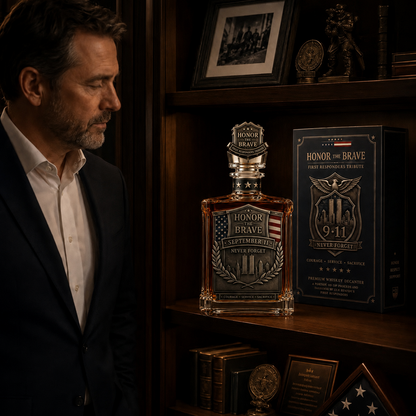Honor the Brave Relief Decanter & Emblem – Hero Commemorative Ornament for Home Bar Display