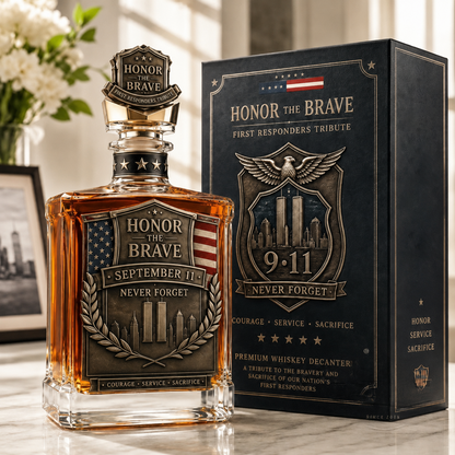 Honor the Brave Relief Decanter & Emblem – Hero Commemorative Ornament for Home Bar Display