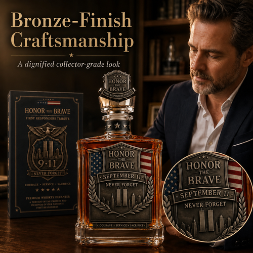 Honor the Brave Relief Decanter & Emblem – Hero Commemorative Ornament for Home Bar Display