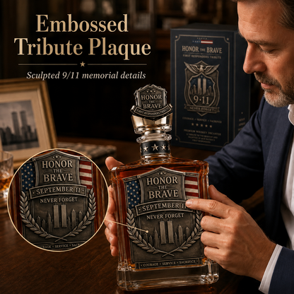 Honor the Brave Relief Decanter & Emblem – Hero Commemorative Ornament for Home Bar Display