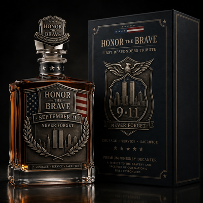 Honor the Brave Relief Decanter & Emblem – Hero Commemorative Ornament for Home Bar Display