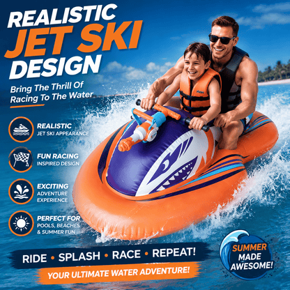 🏆2026 Upgraded 60% OFF🌊 2-in-1 Shark Inflatable Jet Water Ski🚤 Built-in Water Gun