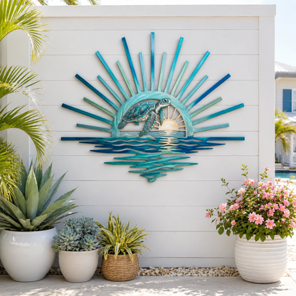 Sea Turtle Sunset Wall Decor