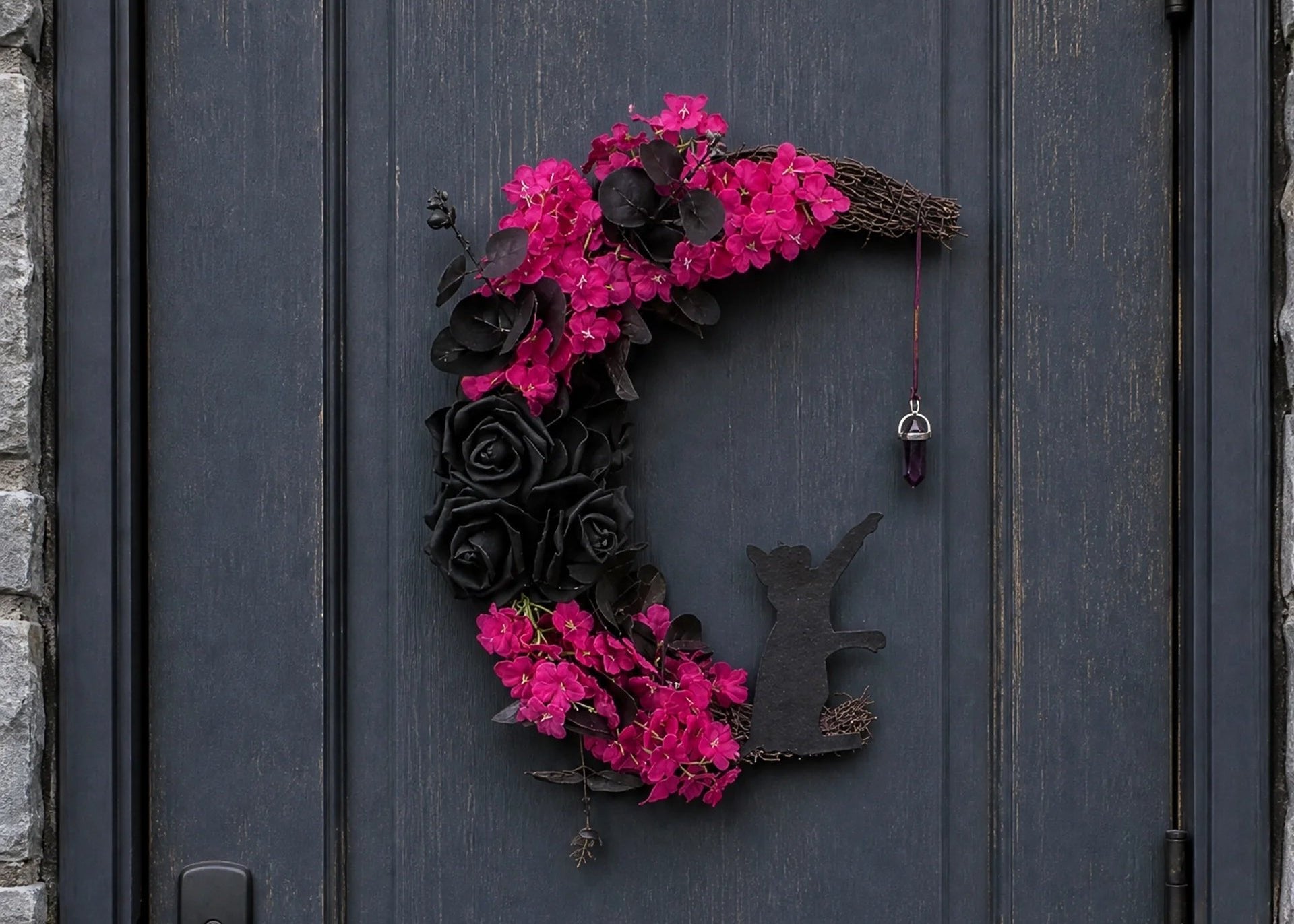 🔥Last Day 49% OFF - 🐈‍⬛🌙Handmade Halloween Cat Wreath(📦Buy 2 Free Shipping)