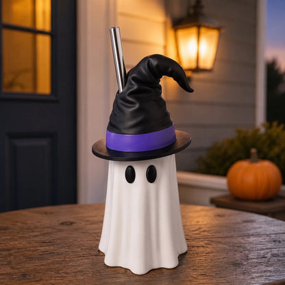 👻 Spooky Sips™ Ghost Tumbler – Halloween Witch Hat Cup