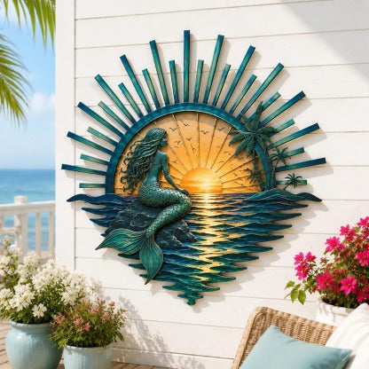 ⏳ Last Day 49% OFF – 🌊 Coastal Sunrise Metal Wall Art🐚