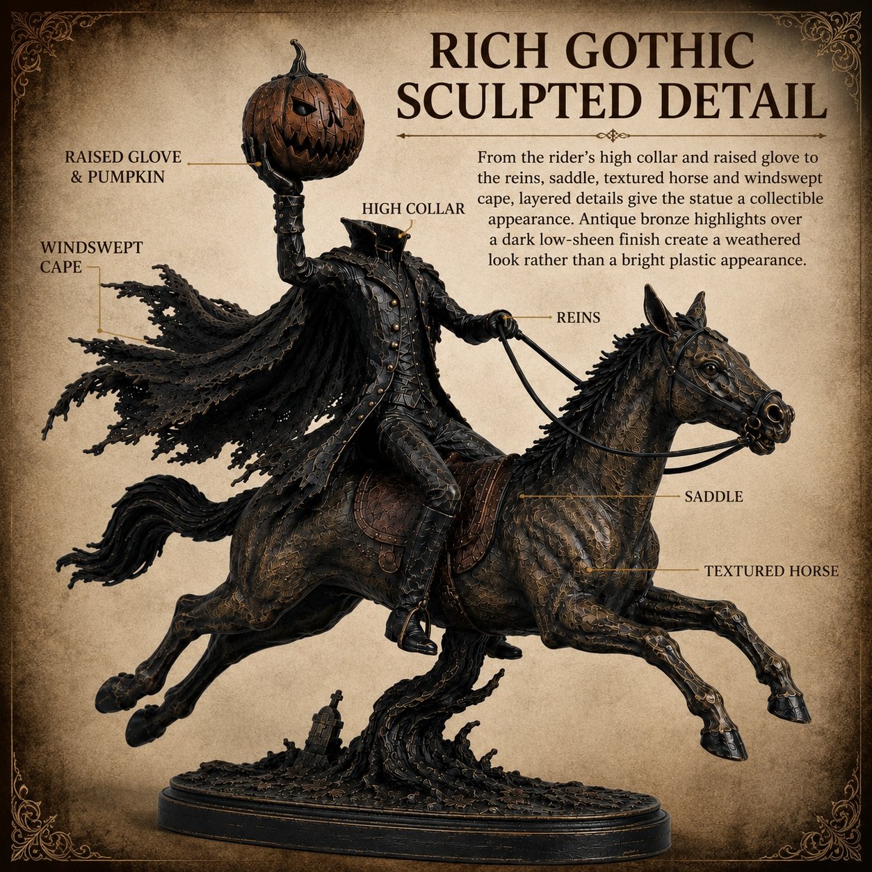 ⏰Limited Stock 50% OFF - 🎃🏇Midnight Chase Headless Horseman Statue | Awaken the Legend of the Hollow(✨Same as the video)