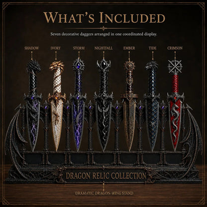 Dragon Relic Collection – 7-Piece Fantasy Dagger Display Set