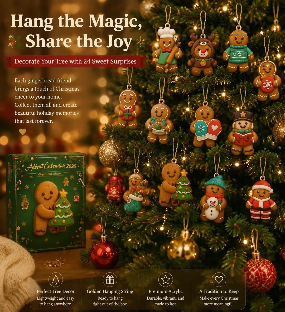 🔥LAST DAY 49% OFF - 🎄 2026 Gingerbread Advent Calendar