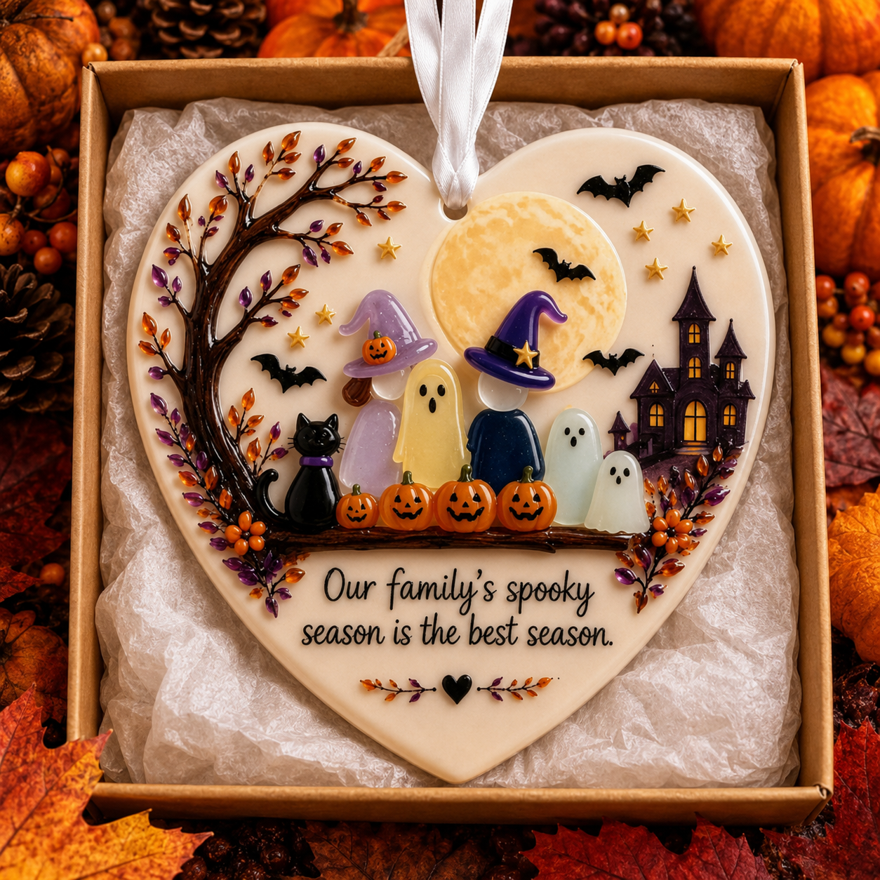 🎃 Halloween Friendship Sea Glass Ornament