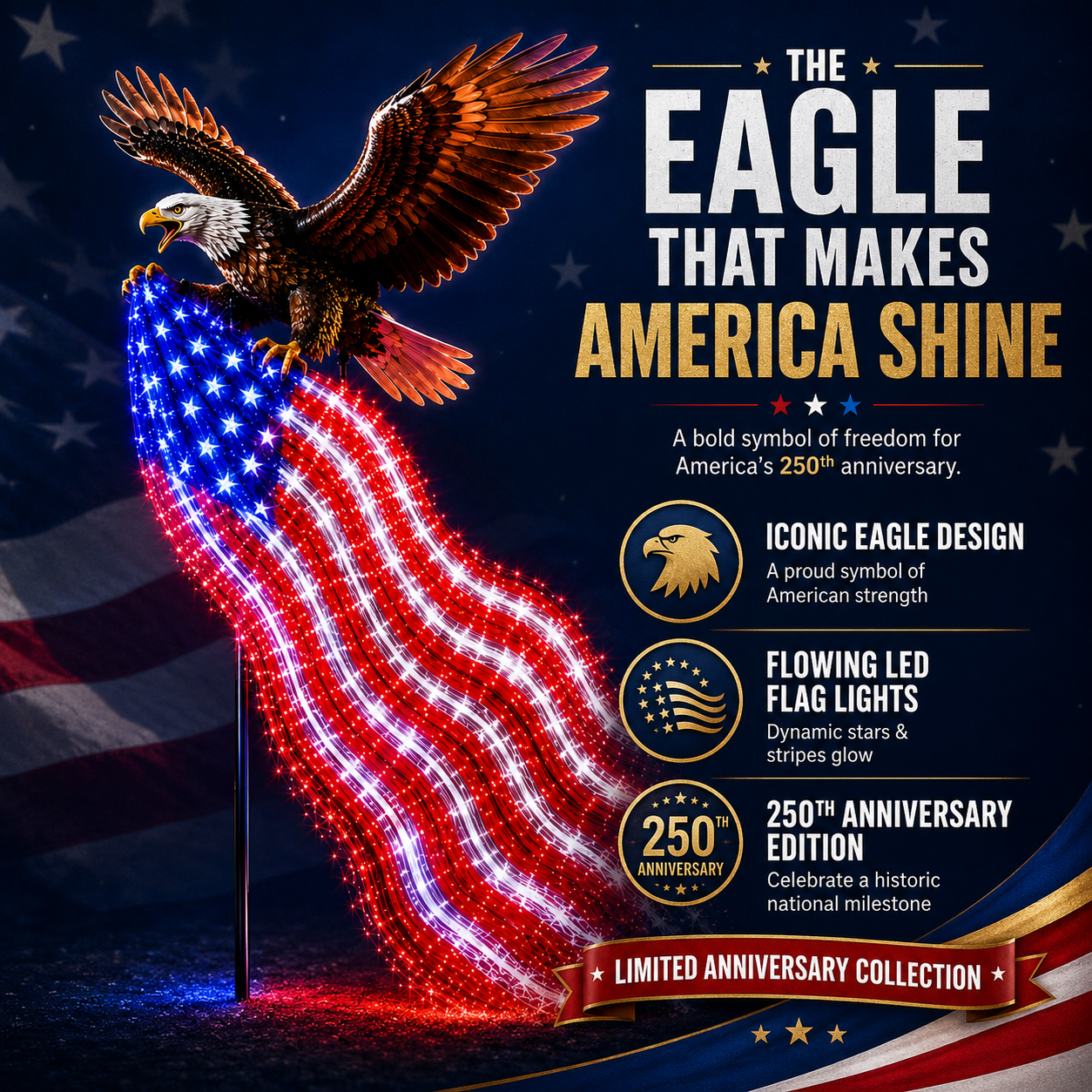 250th anniversary eagle solar garden light