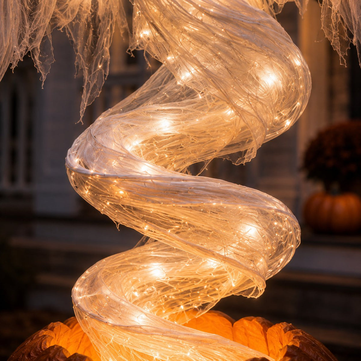 Illuminated spiral body of Halloween ghost