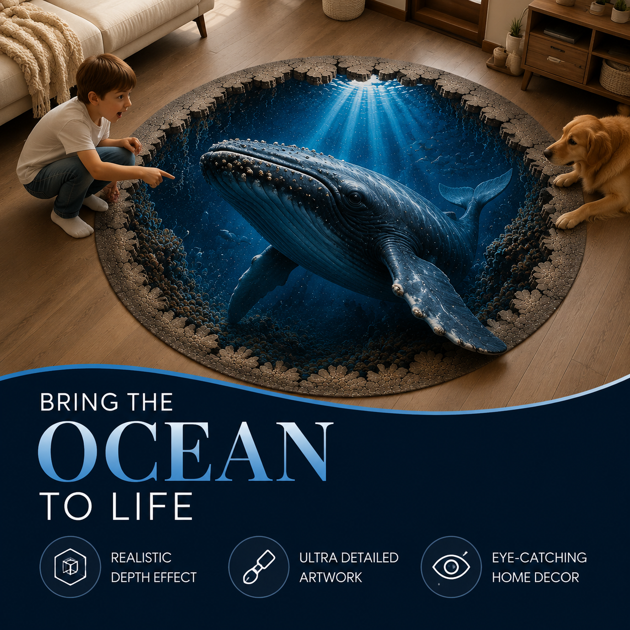 🌊 50% OFF Ocean Portal Illusion Rug™ - A Realistic 3D Ocean World Beneath Your Feet