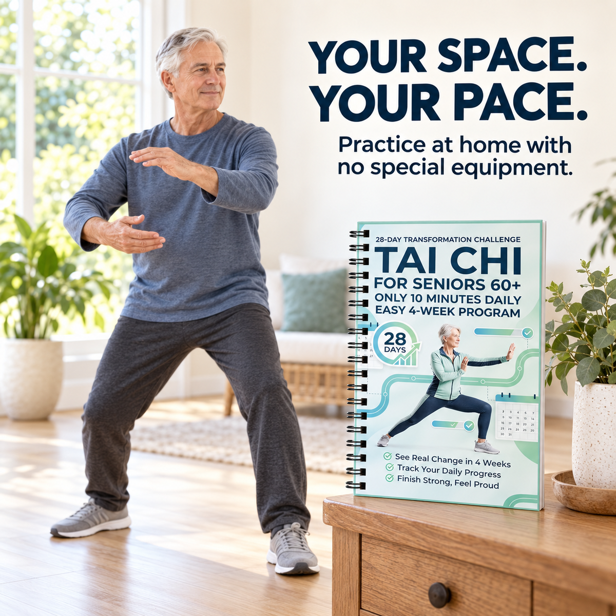 ☯️ 28-Day Tai Chi Practice Book for Beginners and Seniors
