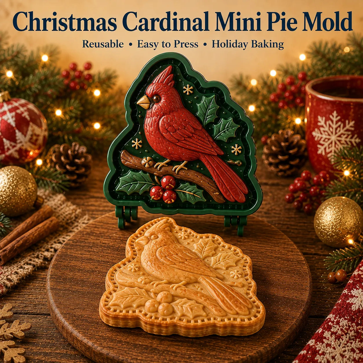 ⏳ Last Day 49% OFF – 🎄16-Design Christmas Mini Pie Mold Collection | Reusable Embossed Molds for Shaping Detailed Santa, Snowman, Reindeer, Tree & Holiday Pies 🥧✨