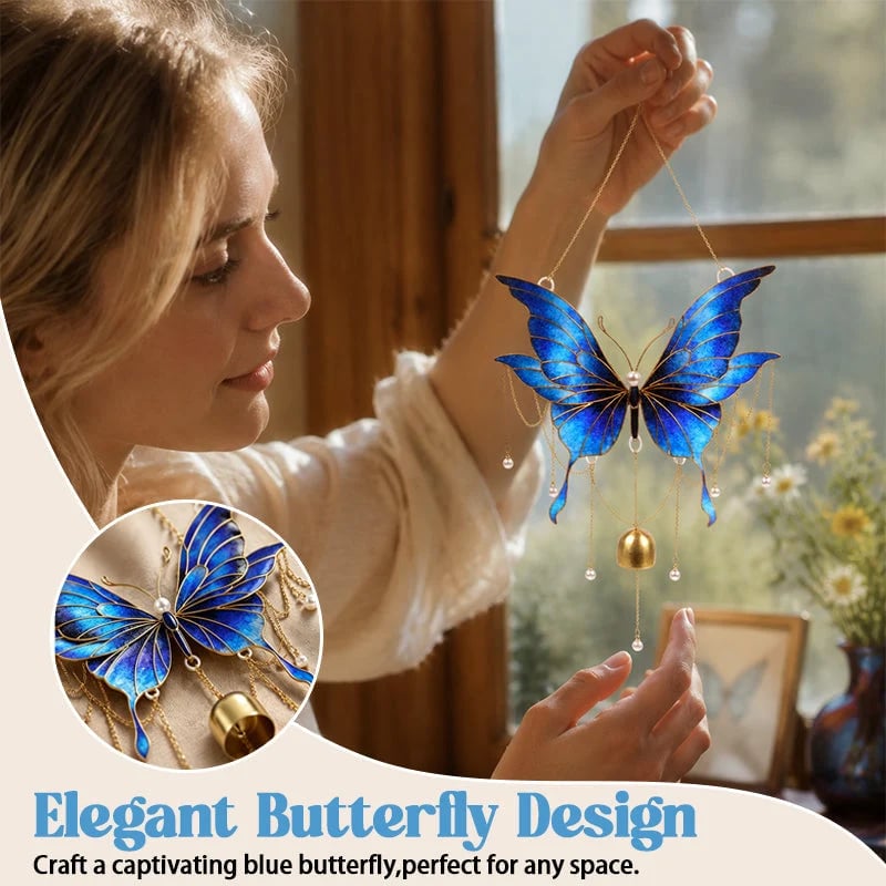 🔥LAST DAY 50% OFF - 🦋DIY Filigree Cloisonne Enamel Butterfly Wind Chime Craft Kit